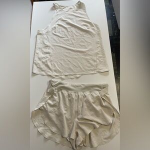 Lululemon Beautiful Women's Cream Shorts Set sz 8